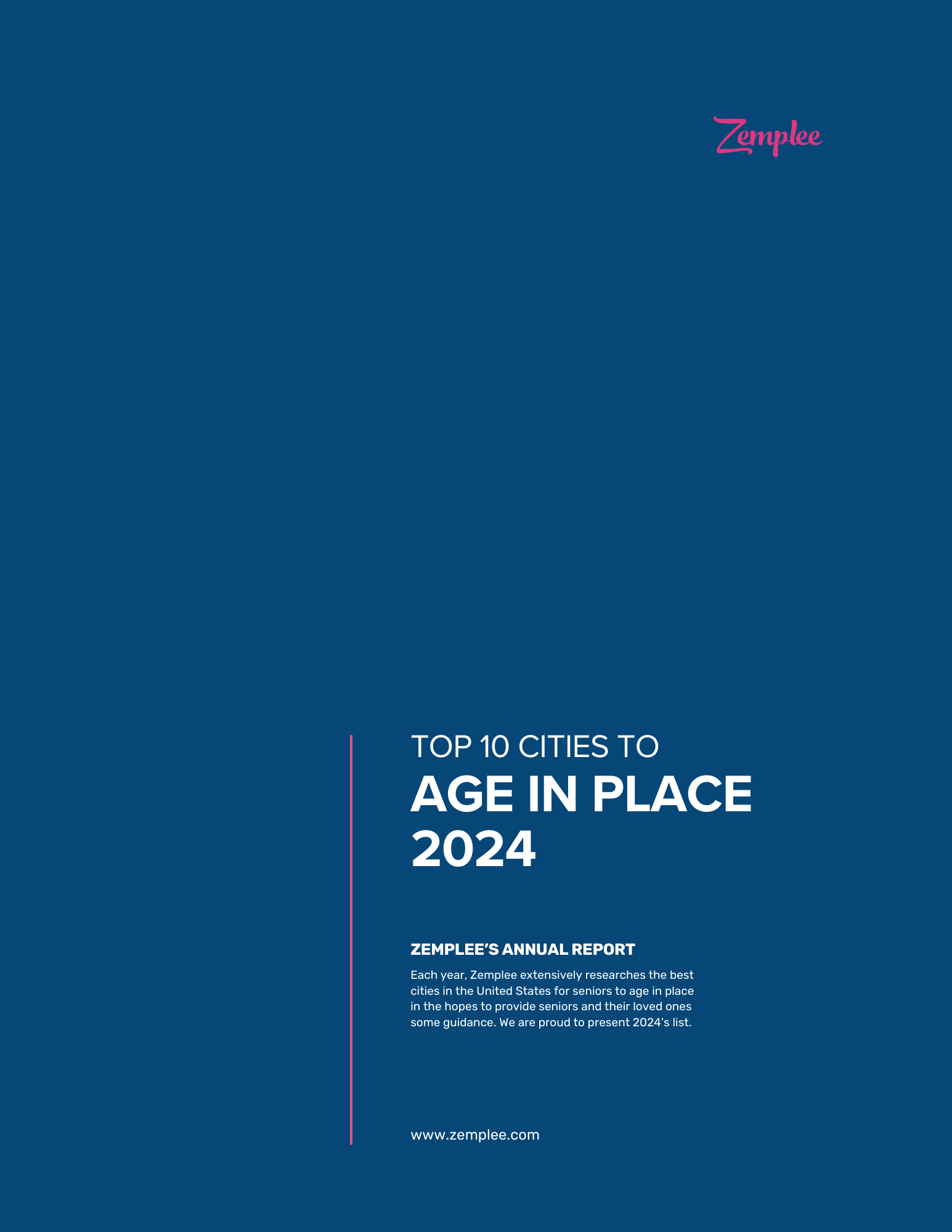 Title Page for Top 10 Cities to Age in Place 2024